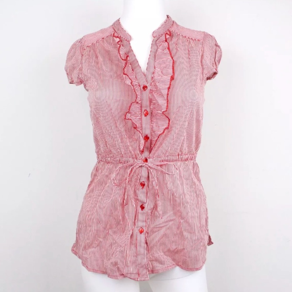 H&M Striped Sleeveless Blouse Red White